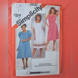 🙂3/15 Simplicity Vintage 1983 Pattern 5921 - Blue, White, Pink Dresses 💙🤍❤️